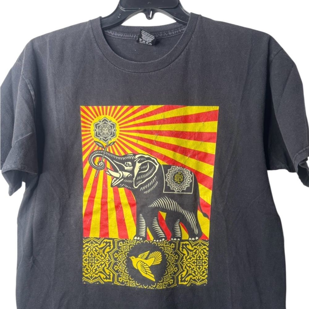 Obey Black and Yellow Graphic Tee